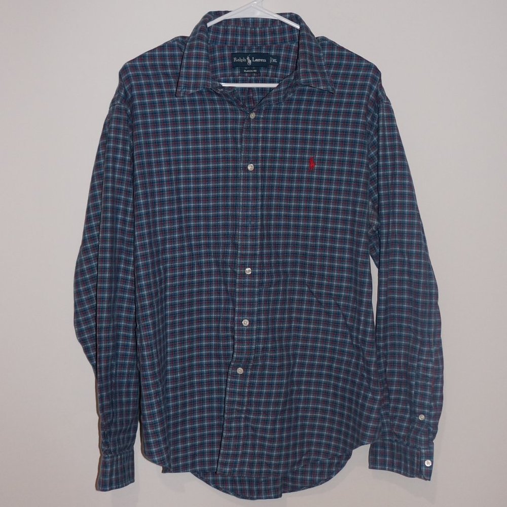 Ralph Lauren Classic Button Down Plaid Long Sleeve Shirt Men's Size XL